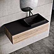Lavabo y encimera Paul derecha (46 x 101 cm, Orificios para grifo: Derecha, Con desbordamiento, Negro) | BAUHAUS