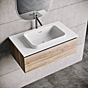 Lavabo y encimera Paul (46 x 81 cm, Orificios para grifo: Medio, Con desbordamiento, Blanco) | BAUHAUS