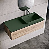 Lavabo y encimera Paul derecha (46 x 101 cm, Orificios para grifo: Derecha, Con desbordamiento, Verde oliva) | BAUHAUS