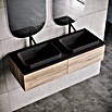 Lavabo doble y encimera Paul (46 x 121 cm, Con desbordamiento, Negro) | BAUHAUS