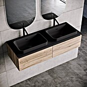 Lavabo doble y encimera Paul (46 x 121 cm, Con desbordamiento, Negro) | BAUHAUS