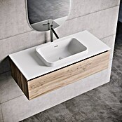 Lavabo y encimera Paul (46 x 101 cm, Orificios para grifo: Medio, Con desbordamiento, Blanco) | BAUHAUS