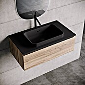 Lavabo y encimera Paul (46 x 81 cm, Orificios para grifo: Medio, Con desbordamiento, Negro) | BAUHAUS
