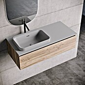 Lavabo y encimera Paul izquierda (46 x 101 cm, Orificios para grifo: Izquierda, Con desbordamiento, Gris) | BAUHAUS