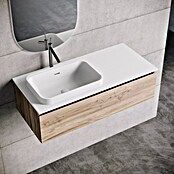 Lavabo y encimera Paul izquierda (46 x 101 cm, Orificios para grifo: Izquierda, Con desbordamiento, Blanco) | BAUHAUS