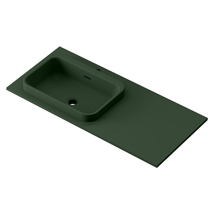 Lavabo y encimera Paul izquierda (46 x 101 cm, Orificios para grifo: Izquierda, Con desbordamiento, Verde oliva) | BAUHAUS