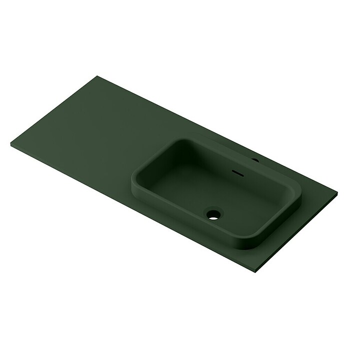 Lavabo y encimera Paul derecha (46 x 101 cm, Orificios para grifo: Derecha, Con desbordamiento, Verde oliva) | BAUHAUS