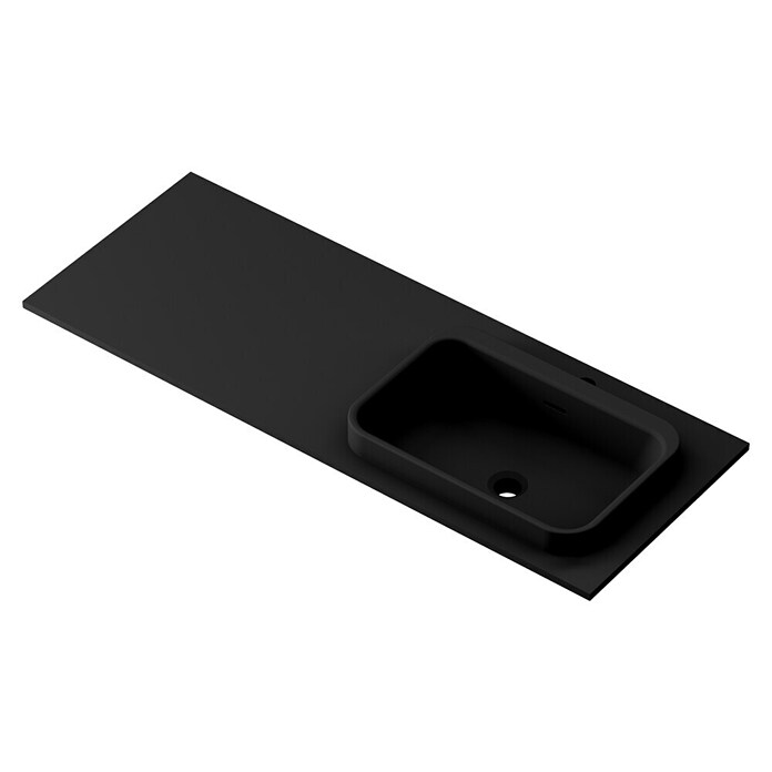 Lavabo y encimera Paul derecha (46 x 121 cm, Orificios para grifo: Derecha, Con desbordamiento, Negro) | BAUHAUS