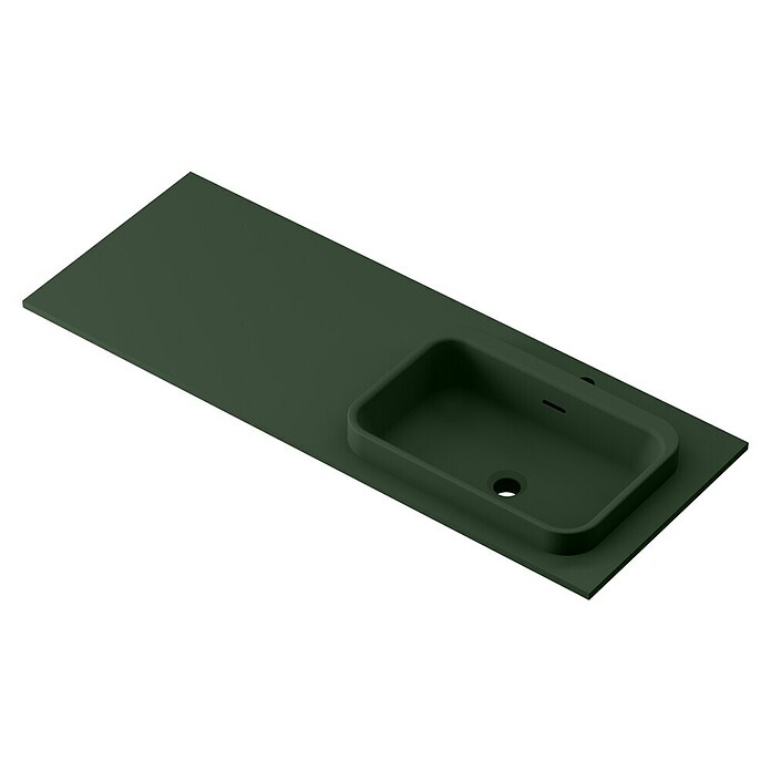 Lavabo y encimera Paul derecha (46 x 121 cm, Orificios para grifo: Derecha, Con desbordamiento, Verde oliva) | BAUHAUS