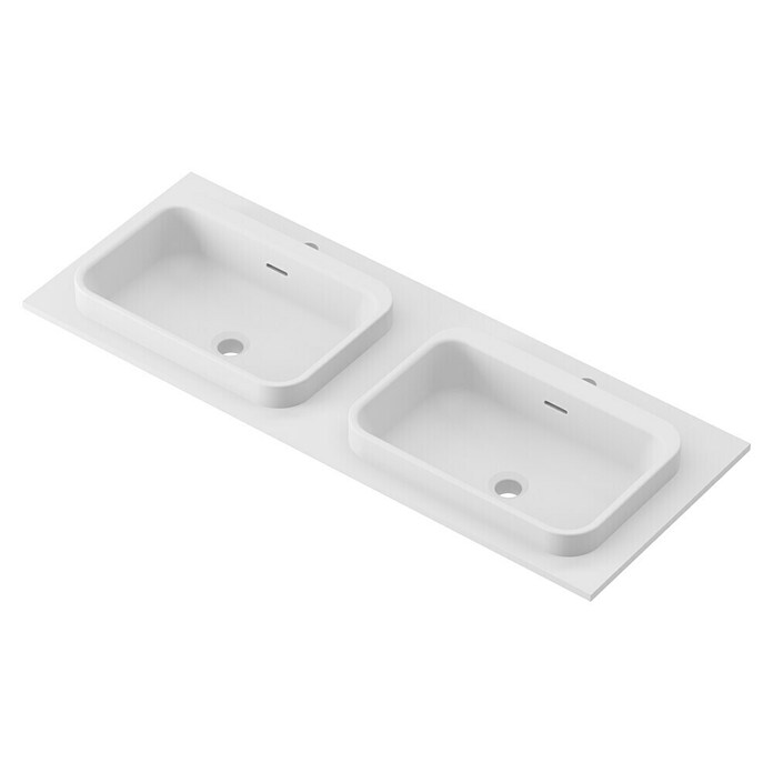 Lavabo doble y encimera Paul (46 x 121 cm, Con desbordamiento, Blanco) | BAUHAUS
