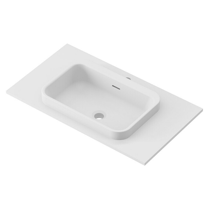 Lavabo y encimera Paul (46 x 81 cm, Orificios para grifo: Medio, Con desbordamiento, Blanco) | BAUHAUS