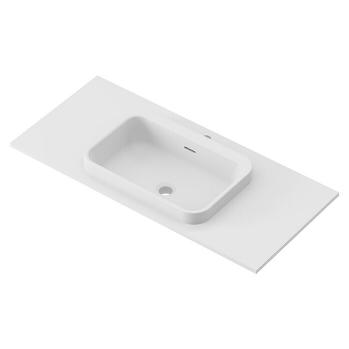 Lavabo y encimera Paul (46 x 101 cm, Orificios para grifo: Medio, Con desbordamiento, Blanco) | BAUHAUS