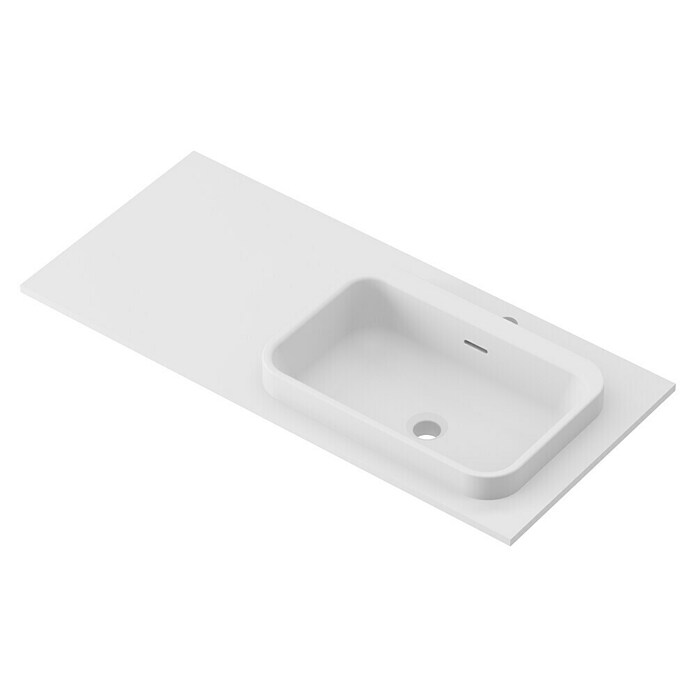 Lavabo y encimera Paul derecha (46 x 101 cm, Orificios para grifo: Derecha, Con desbordamiento, Blanco) | BAUHAUS