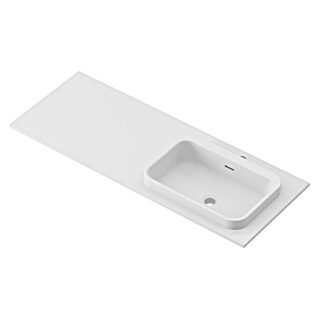 Lavabo y encimera Paul derecha (46 x 121 cm, Orificios para grifo: Derecha, Con desbordamiento, Blanco)