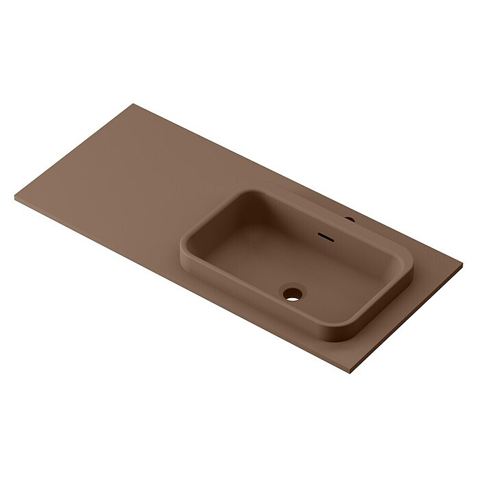 Lavabo y encimera Paul derecha (46 x 101 cm, Orificios para grifo: Derecha, Con desbordamiento, Cacao) | BAUHAUS