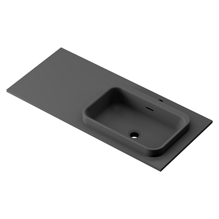 Lavabo y encimera Paul derecha (46 x 101 cm, Orificios para grifo: Derecha, Con desbordamiento, Antracita) | BAUHAUS