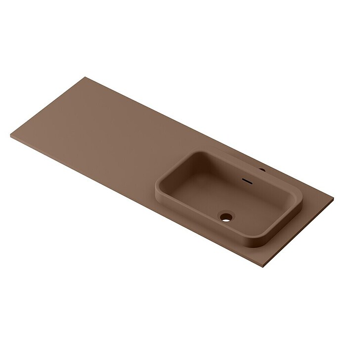 Lavabo y encimera Paul derecha (46 x 121 cm, Orificios para grifo: Derecha, Con desbordamiento, Cacao) | BAUHAUS