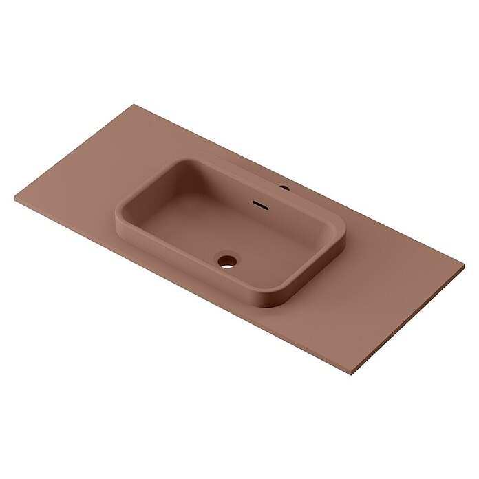 Lavabo y encimera Paul (46 x 101 cm, Orificios para grifo: Medio, Con desbordamiento, Rosa california) | BAUHAUS