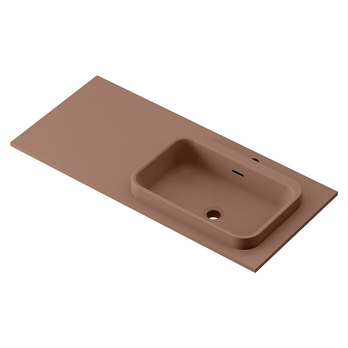 Lavabo y encimera Paul derecha (46 x 101 cm, Orificios para grifo: Derecha, Con desbordamiento, Rosa california) | BAUHAUS