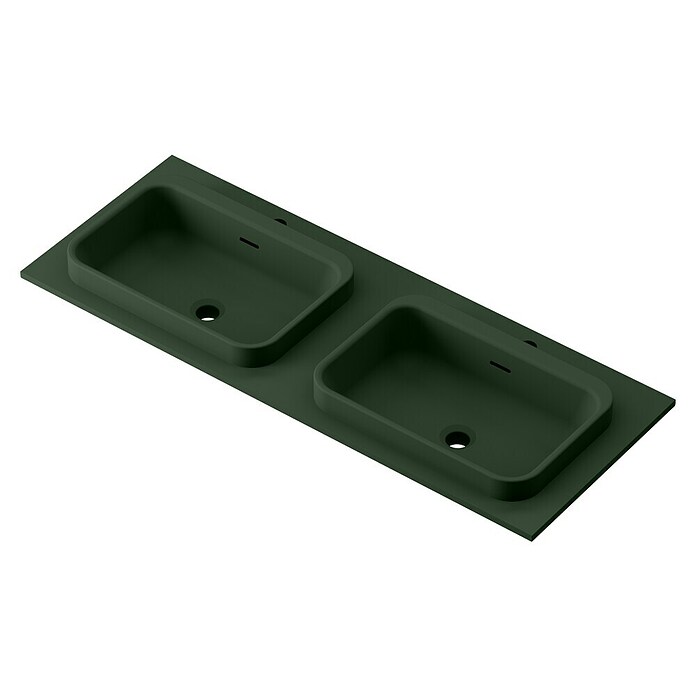 Lavabo doble y encimera Paul (46 x 121 cm, Con desbordamiento, Verde oliva) | BAUHAUS