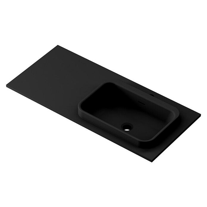 Lavabo y encimera Paul derecha (46 x 101 cm, Orificios para grifo: Derecha, Con desbordamiento, Negro) | BAUHAUS