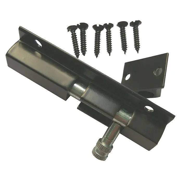 Cerradura adicional para ventanas - Largo: 100 mm, Aluminio, Negro - Cerrojo negro con tornillos para una fijación segura. Perfecto para puertas y portones.