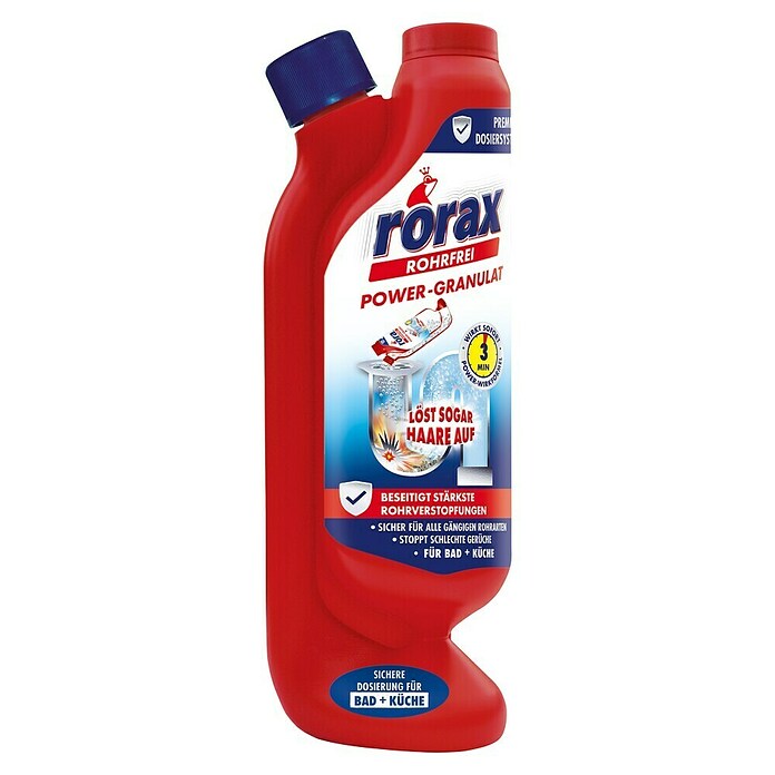 Rorax Rohrreiniger Rohrfrei Power-Granulat (600 g, Flasche)