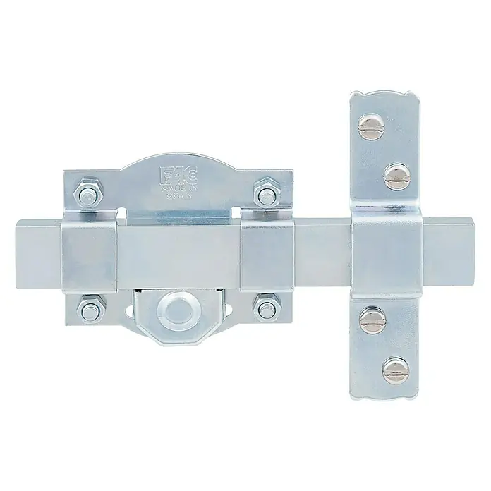 FAC Cerrojo para trasteros 50-R/80 - L x An x Al: 170 x 126 x 50 mm - Cerrojo de metal con tornillos para cierre seguro. Ideal para asegurar puertas y portones. Diseño robusto para uso confiable.