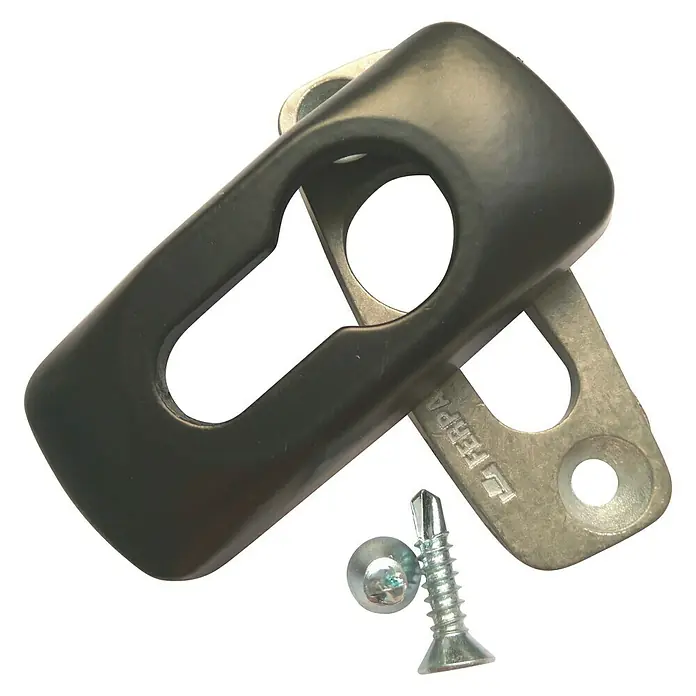 Escudo para cerraduras Europerfil - Negro - Cerradura de puerta: Un robusto conjunto de cerradura con tornillo, perfecto para fijaciones seguras y uso duradero.