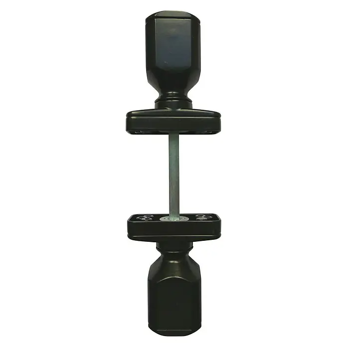 Pomo giratorio - Negro, 2 ud. - Primer plano de un pestillo de cerca negro que se muestra contra un fondo blanco, destacando los detalles del producto.