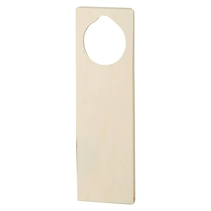 Artemio Elemento decorativo para esparcir para puertas - Madera - Percha de puerta de madera beige con un orificio redondo para colgar en el pomo. Práctica y minimalista.