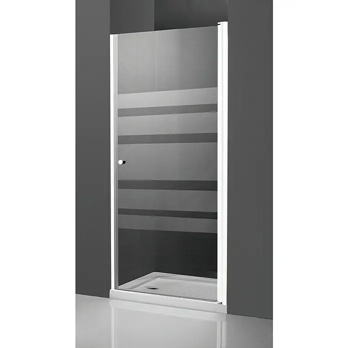 Mampara de ducha frontal Nina - 80 x 187 cm, Espesor de vidrio: 5 mm, Blanco - Un moderno panel de ducha con líneas limpias y rayas horizontales, que añade un toque elegante a cualquier baño.
