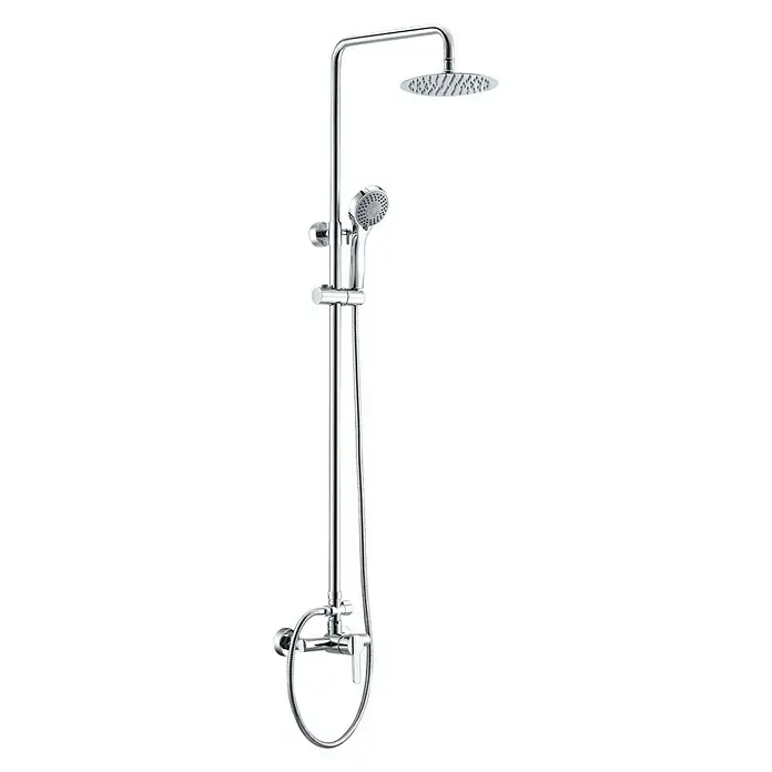 Camargue Sabati Sistema de ducha - Con grifo monomando, Cromo - Columna de ducha cromada con rociador y ducha de mano, ideal para un diseño de baño moderno.