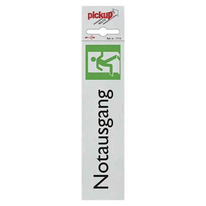 Pickup Aufkleber - Motiv: Notausgang, L x B: 165 x 44 mm - Schild mit Notausgangssymbol und Aufschrift "Notausgang", ideal zur Kennzeichnung von Fluchtwegen in Gebäuden und zur Verbesserung der Sicherheit.
