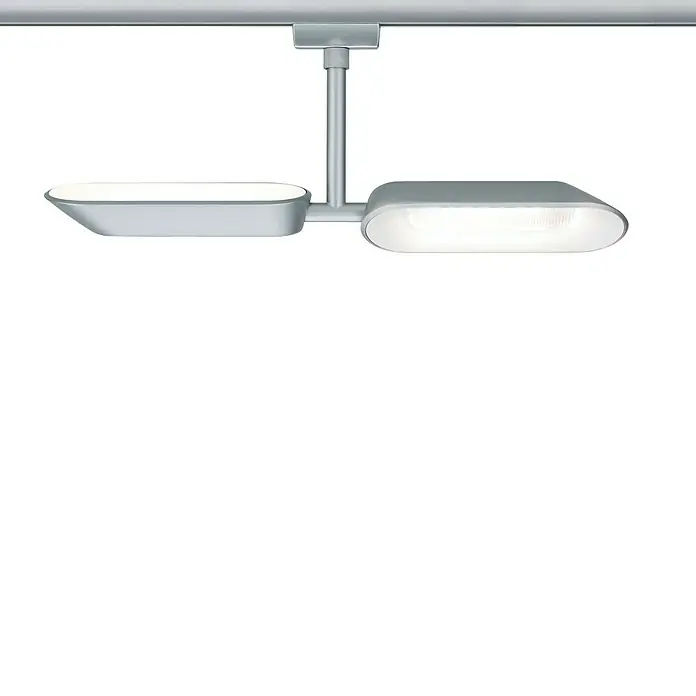 Paulmann URail Regleta LED para riel Dipper - 16 W - Lámpara de techo LED plateada con dos luces, que proporciona una iluminación moderna y brillante con un diseño minimalista.