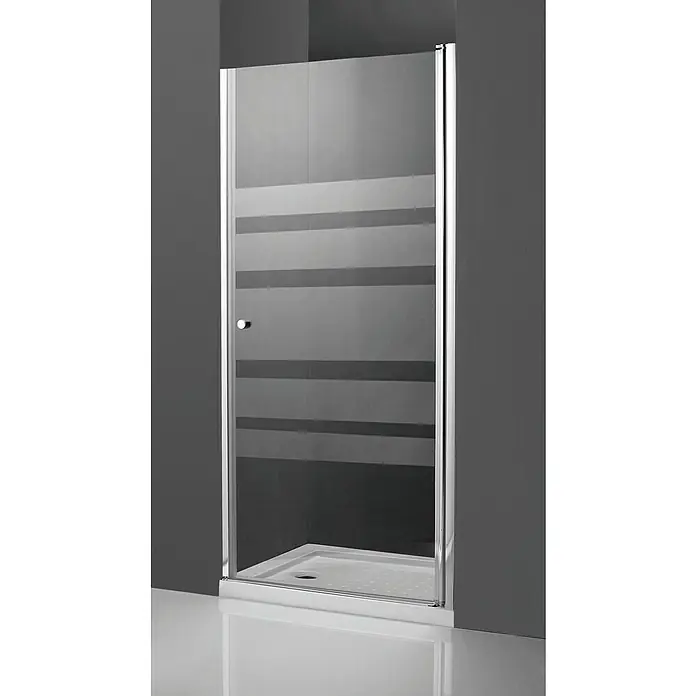 Mampara de ducha frontal Nina - 80 x 187 cm, Espesor de vidrio: 5 mm, Cromo - Cabina de ducha con diseño de rayas. La cabina de ducha presenta un moderno diseño de rayas en el vidrio y un elegante marco cromado.