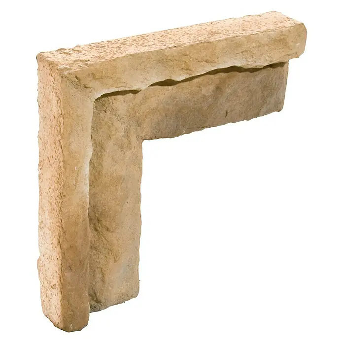 Moldura decorativa angular Petra Arena - 30 x 30 x 11 cm - Marco de chimenea color arenisca.