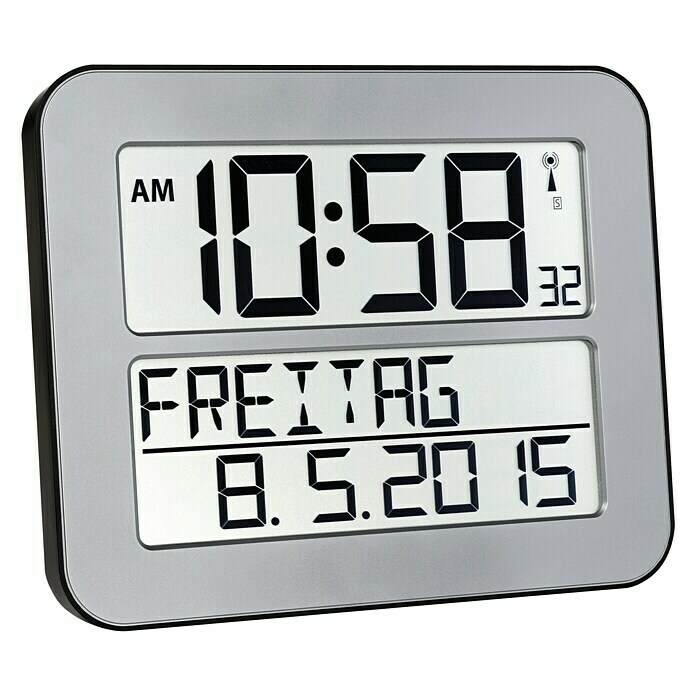 Reloj con calendario y pantalla LCD (Plateado)