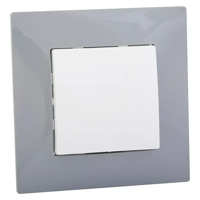 BJC Viva Cruzamiento - Blanco polar, Montaje en superficie - Cubierta de interruptor de luz cuadrada gris con interruptor blanco cuadrado, ideal para interiores modernos y fácil operación.