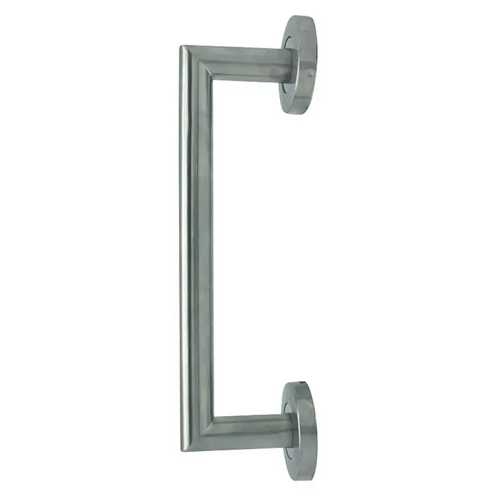 GDK Manillón MI-17050 - Acero inoxidable, Cuadrado - Manija de puerta de acero inoxidable cepillado con extremos angulares y bases redondas para un aspecto moderno y elegante.