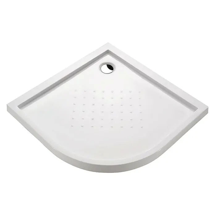 Plato de ducha circular Code - L x An: 80 x 80 cm, Blanco - Plato de ducha angular blanco con frente redondeado y desagüe. Perfecto para baños modernos.