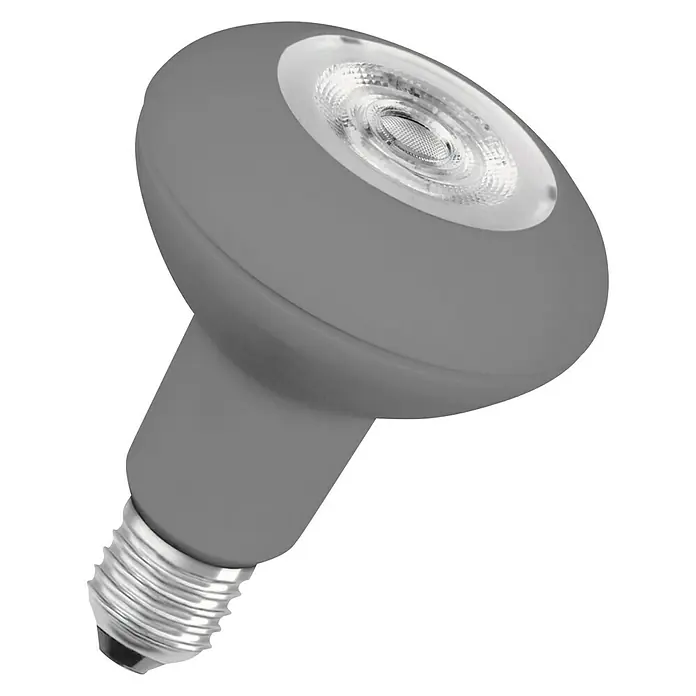 Voltolux Bombilla LED - E27, No regulable, Blanco cálido, 390 lm, 5 W - Bombilla LED PAR16 gris con base de rosca y diseño moderno, ideal para iluminación enfocada.