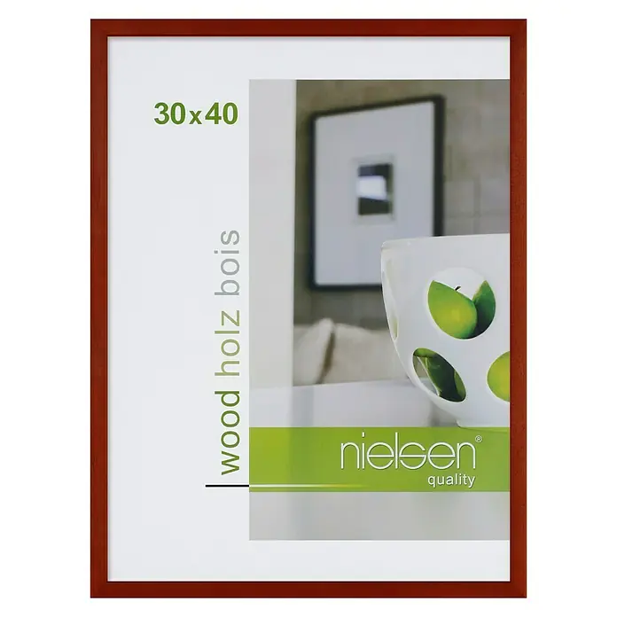 Nielsen Holzrahmen Zoom - 30 x 40 cm, Rot - Bilderrahmen aus Holz "nielsen", rotbraun, für Fotos und Bilder im Format 30x40 cm, ideal für die Wanddekoration.