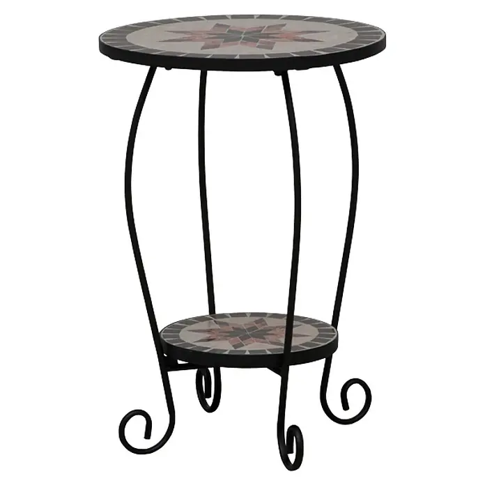 Siena Garden Stella Blumenständer - 40 x 60 cm - Dieser elegante Beistelltisch verfügt über ein Mosaikmuster und ein filigranes Metallgestell. Er ist ein echter Hingucker.
