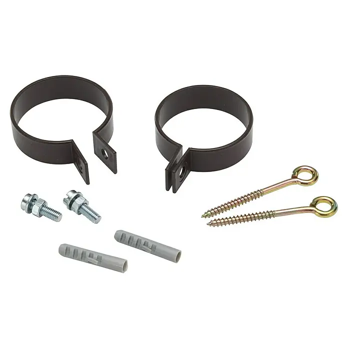 FunkeGruppe Fallrohrschelle - Nennweite: 100 mm, Metall, Braun, Mit Schraube - Rohrschellen-Set mit Schrauben und Dübeln für die sichere Befestigung von Rohren. Ideal für Sanitär- und Heizungsinstallationen.