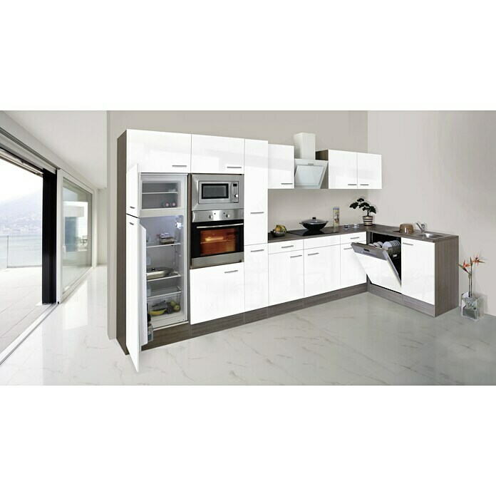 BAUHAUS Mit x | Elektrogeräten) Winkelküche Oliver Respekta x (B T: Weiß, 370 172 cm,