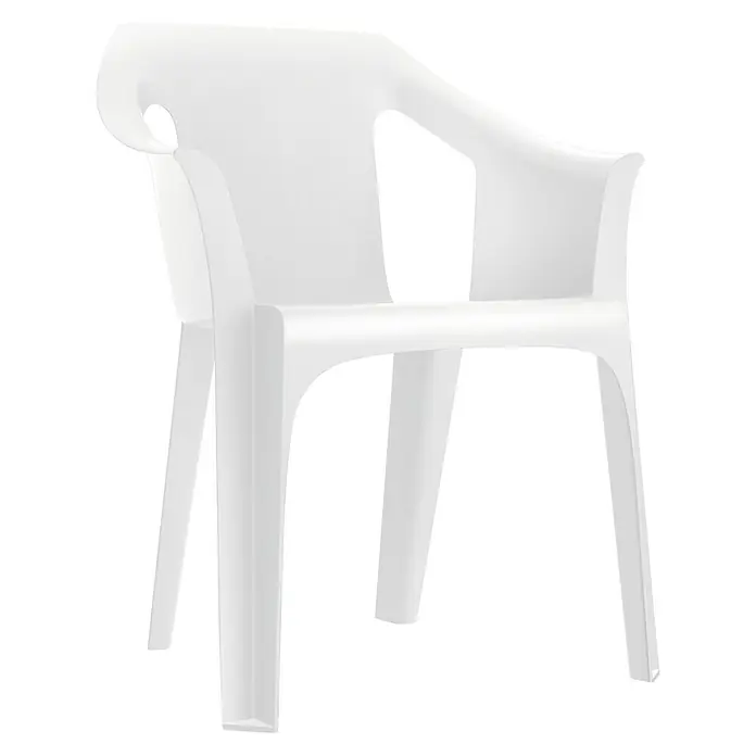 Silla de jardín Cool - 58 x 60 x 79 cm, Blanco, Polipropileno, Apilable - Un elegante sillón blanco, perfecto para el jardín o el patio. Su robusto diseño garantiza la durabilidad.