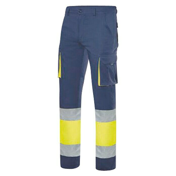 Velilla Pantalones de trabajo de alta visibilidad (M, Azul/Amarillo, 16% poliéster, 46% algodón, 38% EMET)