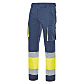 Velilla Pantalones de trabajo de alta visibilidad (L, Azul/Amarillo, 16% poliéster, 46% algodón, 38% EMET)