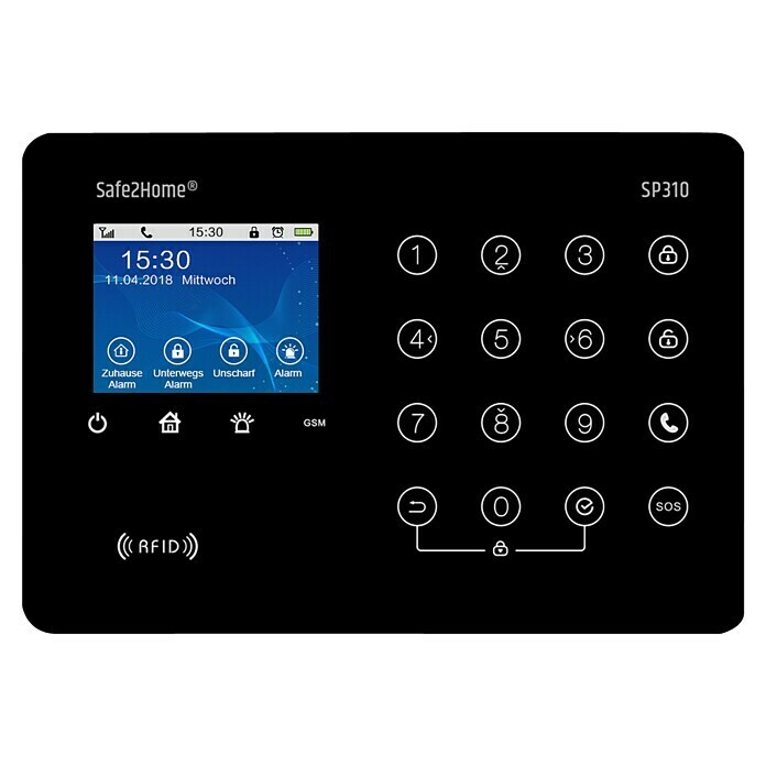 Safe2Home Alarmanlagen-Set Profi Serie SP31017 -tlg., L x B x H: 195 x 136 x 31 mm Front View